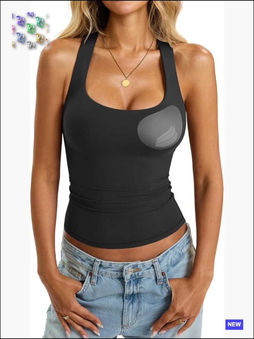 Padded Racerback Tank Top Built In Bra Double Lined Slim Fit Y2K Going Out